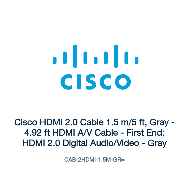 CAB-2HDMI-1.5M-GR=: Cisco HDMI 2.0 Cable 1.5 m/5 ft, Gray