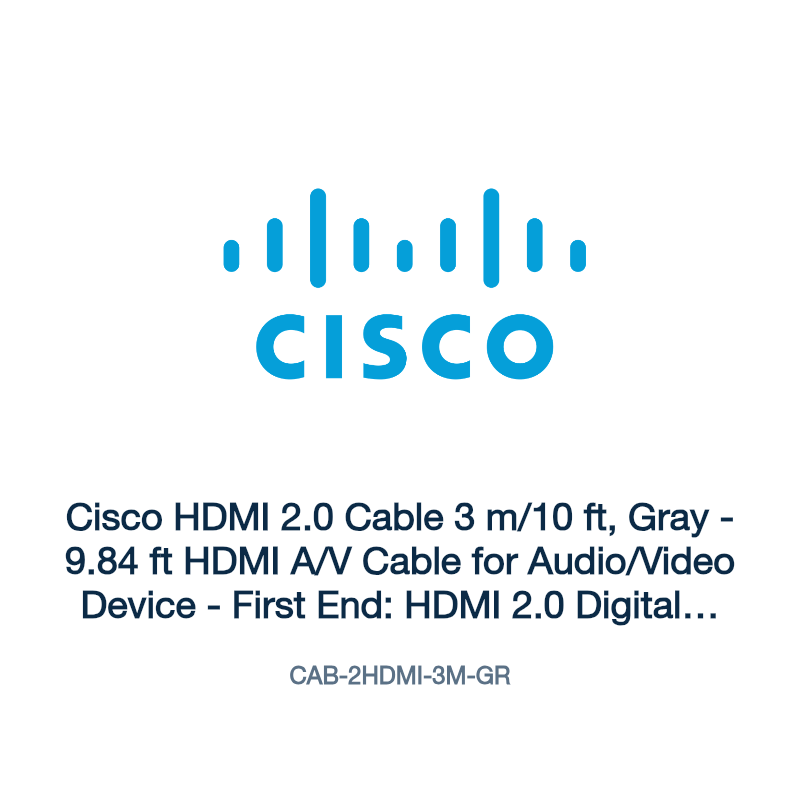 CAB-2HDMI-3M-GR: Cisco HDMI 2.0 Cable 3 m/10 ft, Gray