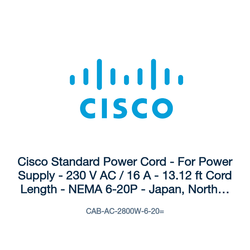 CAB-AC-2800W-6-20=: Cisco Standard Power Cord