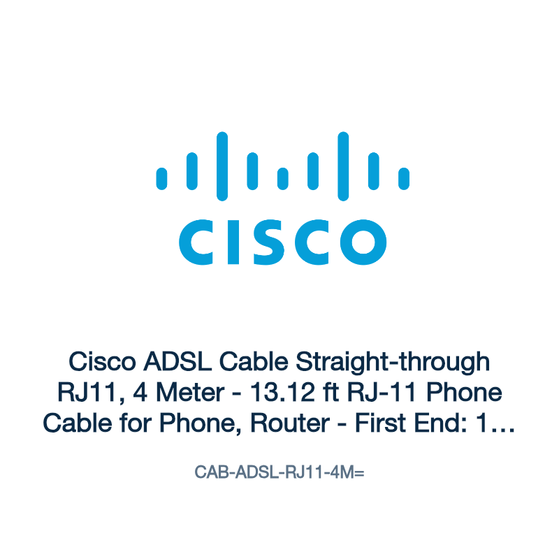 CAB-ADSL-RJ11-4M=: Cisco ADSL Cable Straight-through RJ11, 4 Meter
