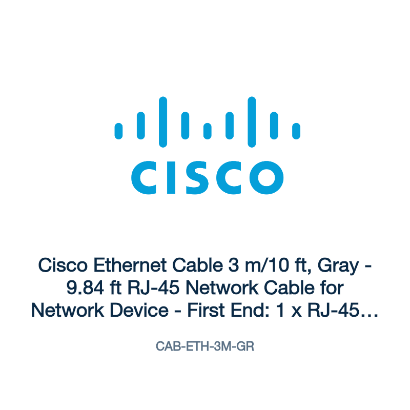 CAB-ETH-3M-GR: Cisco Ethernet Cable 3 m/10 ft, Gray