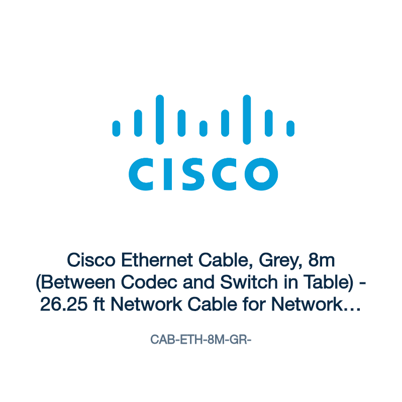 CAB-ETH-8M-GR-: Cisco Ethernet Cable, Grey, 8m (Between Codec and Switch in Table)