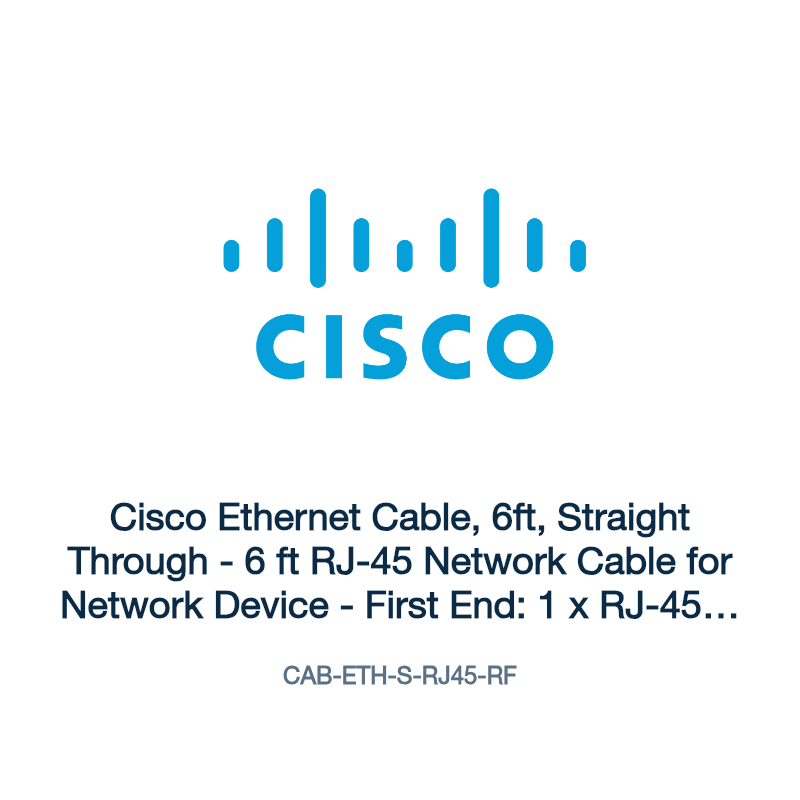 CAB-ETH-S-RJ45-RF: Cisco Ethernet Cable, 6ft, Straight Through
