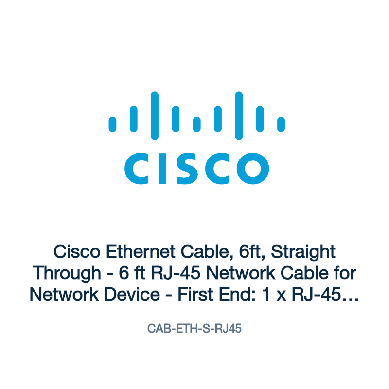 CAB-ETH-S-RJ45: Cisco Ethernet Cable, 6ft, Straight Through