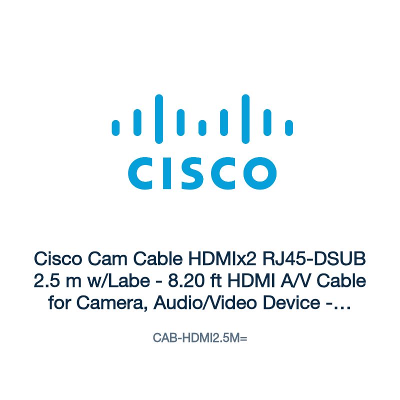 CAB-HDMI2.5M=: Cisco Cam Cable HDMIx2 RJ45-DSUB 2.5 m w/Labe