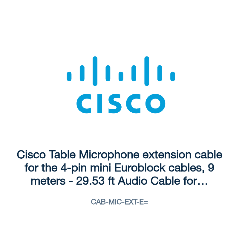 CAB-MIC-EXT-E=: Cisco Table Microphone extension cable for the 4-pin mini Euroblock