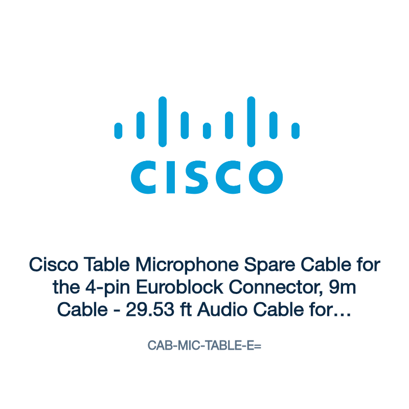 CAB-MIC-TABLE-E=: Cisco Table Microphone Spare Cable for the 4-pin Euroblock Connector