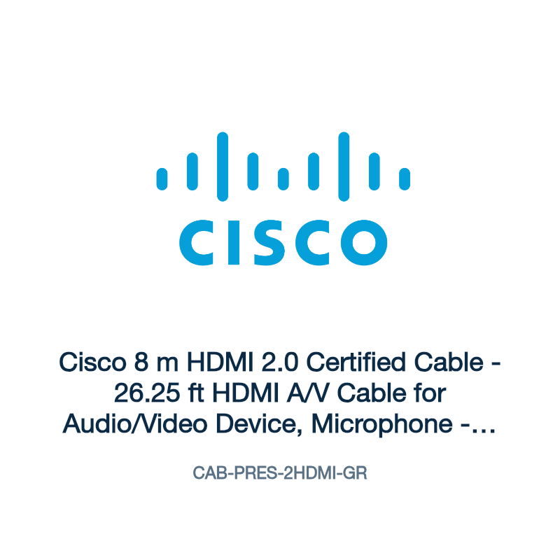 CAB-PRES-2HDMI-GR: Cisco 8 m HDMI 2.0 Certified Cable