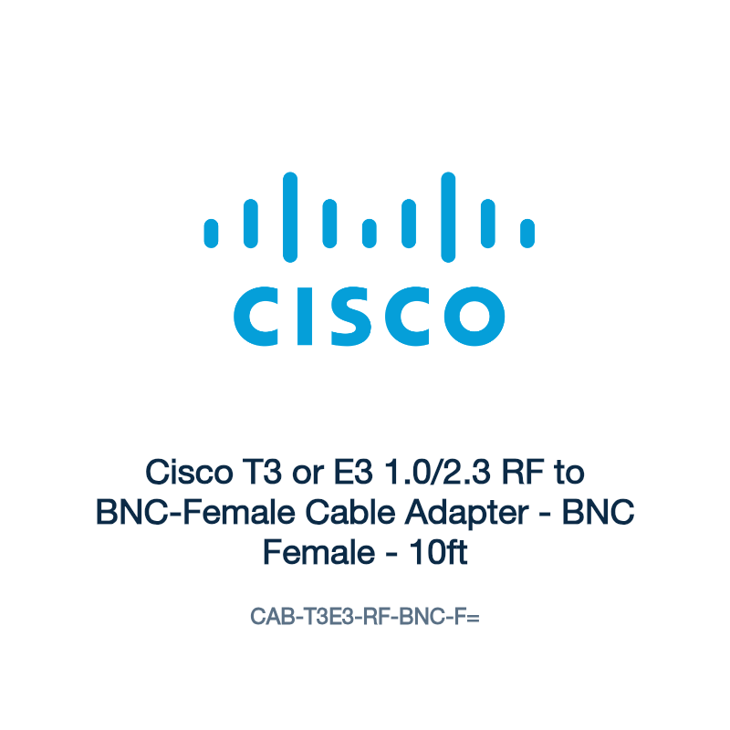CAB-T3E3-RF-BNC-F=: Cisco T3 or E3 1.0/2.3 RF to BNC-Female Cable Adapter