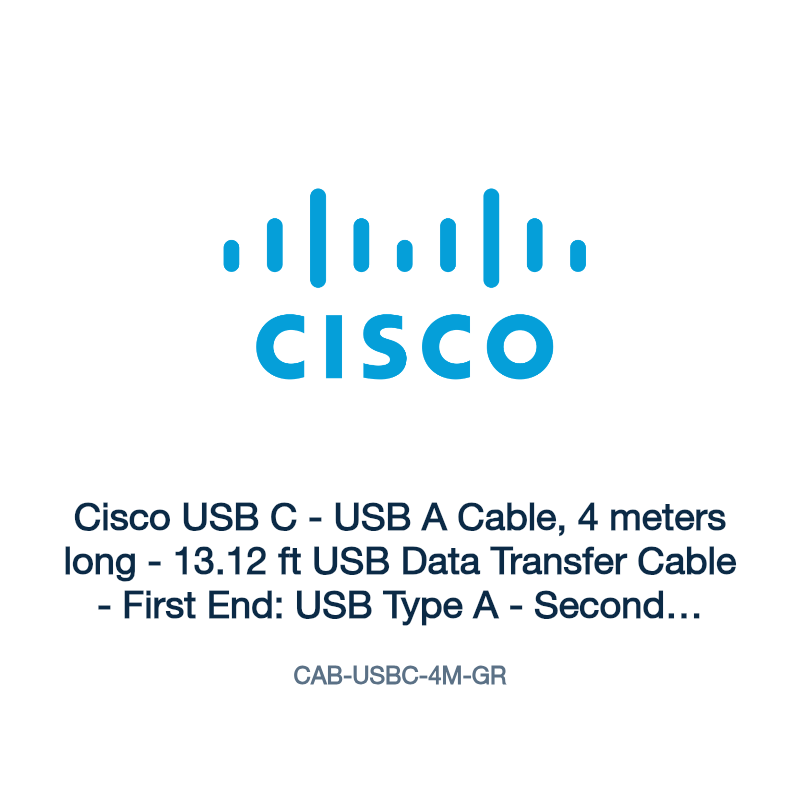 CAB-USBC-4M-GR: Cisco USB C - USB A Cable, 4 meters long - 13.12 ft USB Data Transfer