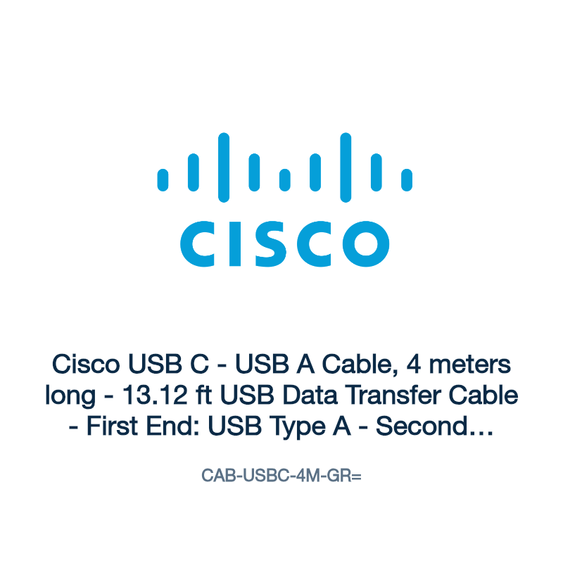 CAB-USBC-4M-GR=: Cisco USB C - USB A Cable, 4 meters long - 13.12 ft USB Data Transfer