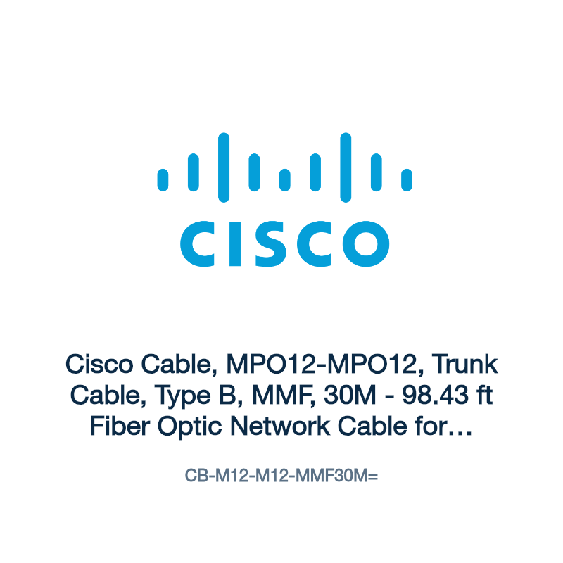 CB-M12-M12-MMF30M=: Cisco Cable, MPO12-MPO12, Trunk Cable, Type B, MMF, 30M