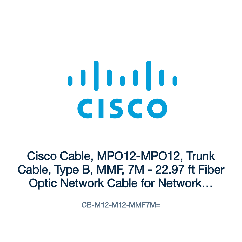 CB-M12-M12-MMF7M=: Cisco Cable, MPO12-MPO12, Trunk Cable, Type B, MMF, 7M