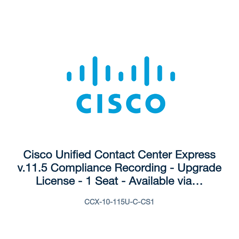 CCX-10-115U-C-CS1: Cisco Unified Contact Center Express v.11.5 Compliance Recording