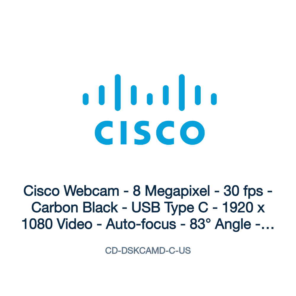 CD-DSKCAMD-C-US: Cisco Webcam - 8 Megapixel - 30 fps - Carbon Black - USB Type C
