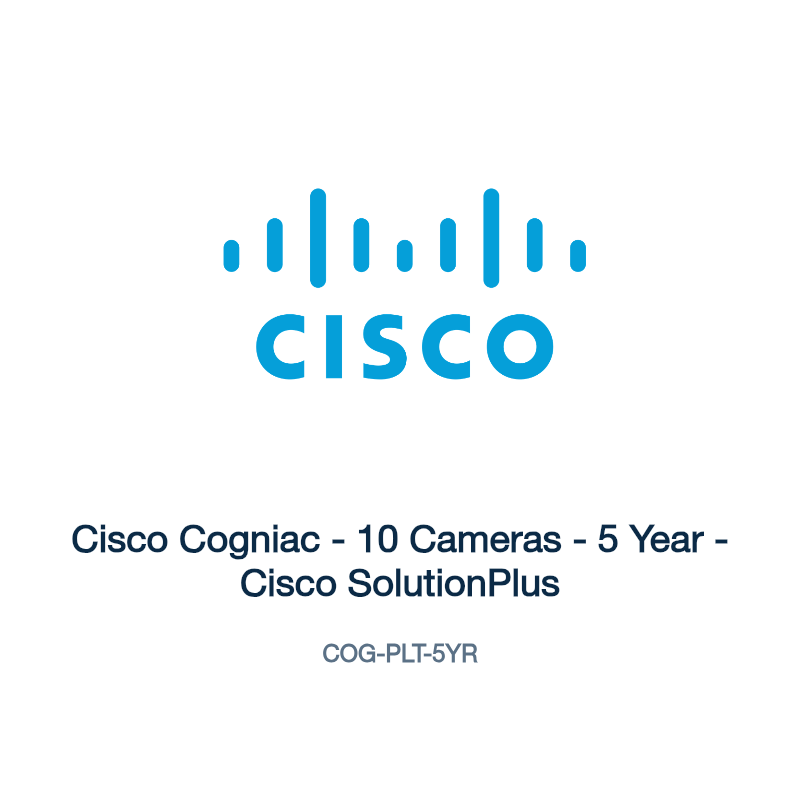 COG-PLT-5YR: Cisco Cogniac - 10 Cameras - 5 Year - Cisco SolutionPlus