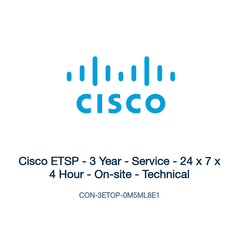 CON-3ETOP-0M5ML8E1: Cisco ETSP - 3 Year - Service - 24 x 7 x 4 Hour - On-site - Technical