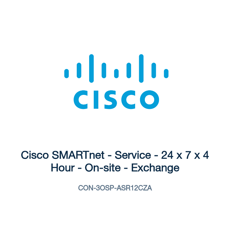 CON-3OSP-ASR12CZA: Cisco SMARTnet - Service - 24 x 7 x 4 Hour - On-site - Exchange