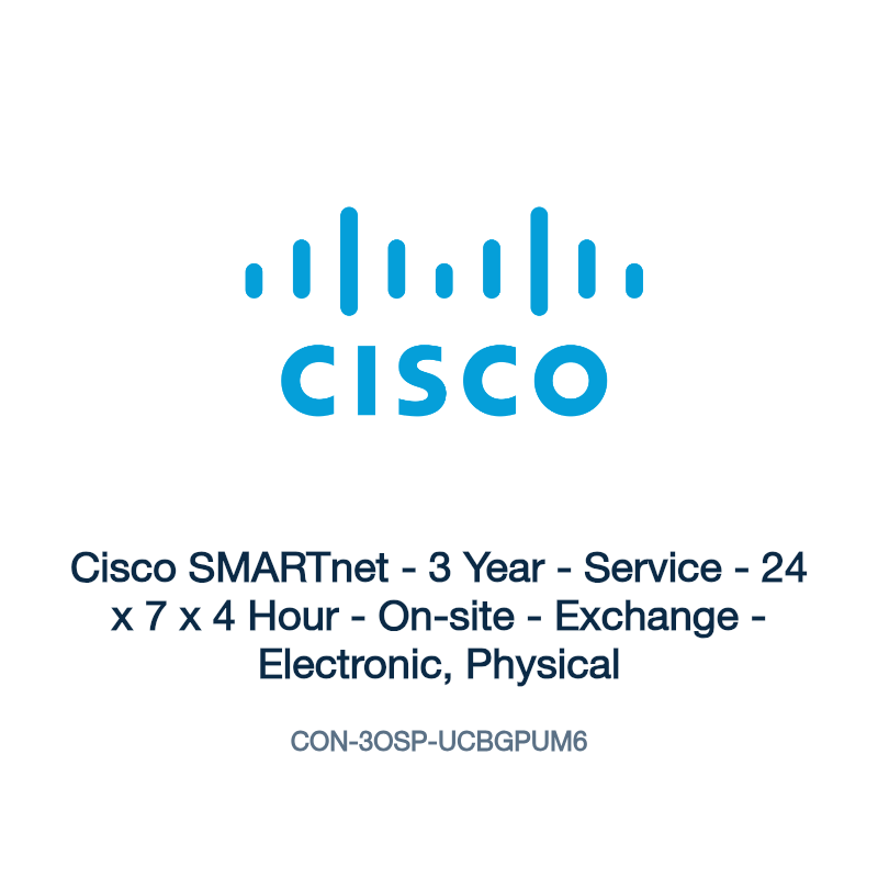CON-3OSP-UCBGPUM6: Cisco SMARTnet - 3 Year - Service - 24 x 7 x 4 Hour - On-site -