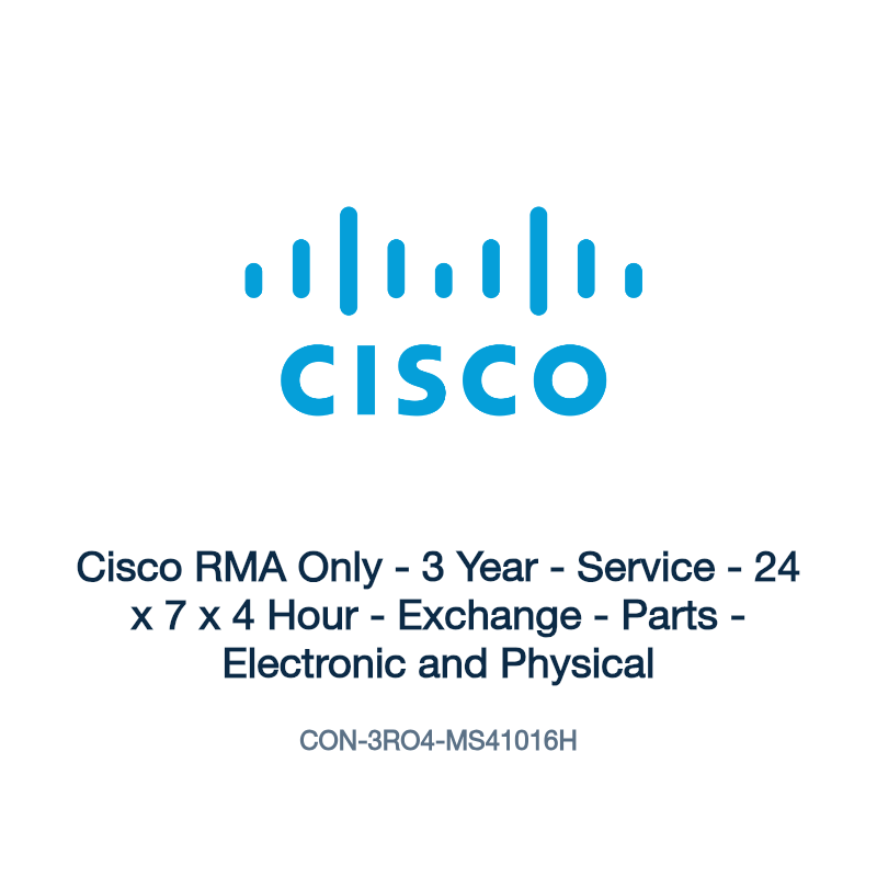 CON-3RO4-MS41016H: Cisco RMA Only - 3 Year - Service - 24 x 7 x 4 Hour - Exchange - Parts