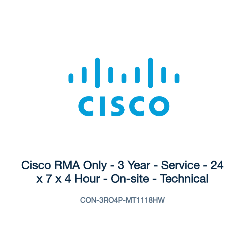 CON-3RO4P-MT1118HW: Cisco RMA Only - 3 Year - Service - 24 x 7 x 4 Hour - On-site -