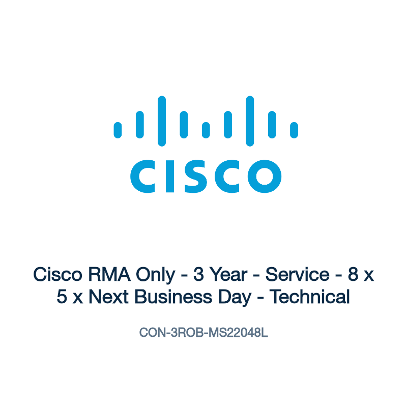 CON-3ROB-MS22048L: Cisco RMA Only - 3 Year - Service - 8 x 5 x Next Business Day -