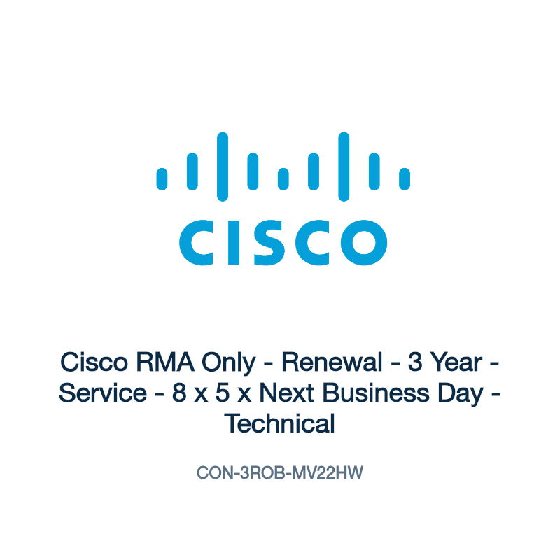 CON-3ROB-MV22HW: Cisco RMA Only - Renewal - 3 Year - Service - 8 x 5 x Next Business