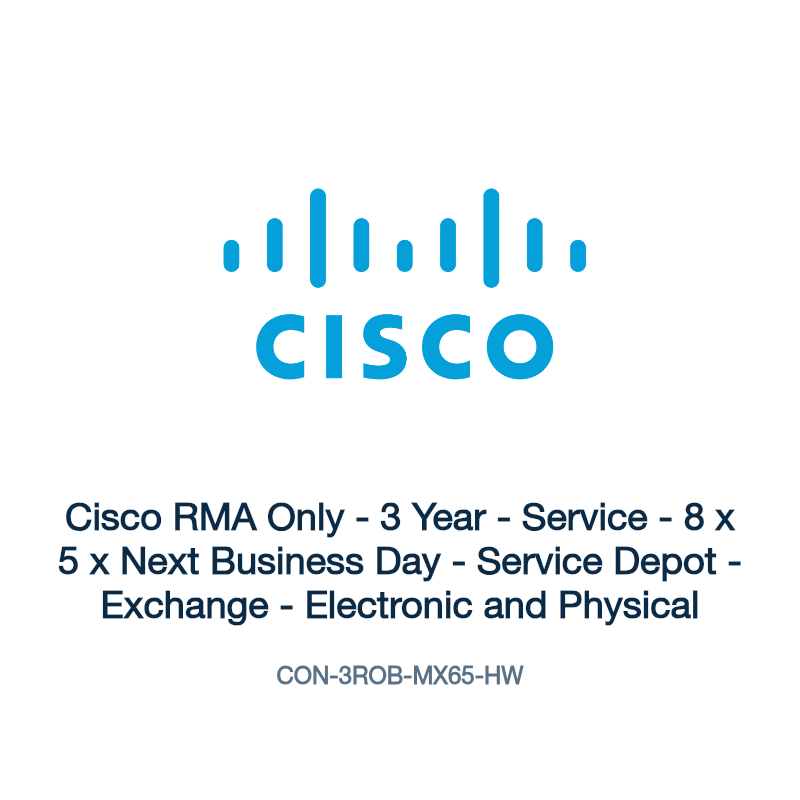 CON-3ROB-MX65-HW: Cisco RMA Only - 3 Year - Service - 8 x 5 x Next Business Day -