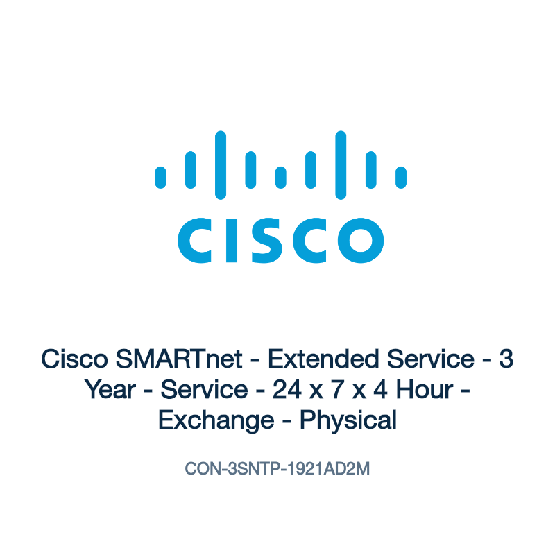 CON-3SNTP-1921AD2M: Cisco SMARTnet - Extended Service - 3 Year - Service - 24 x 7 x 4 Hour