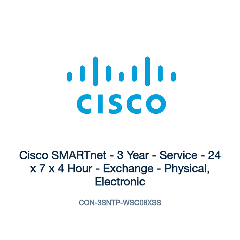 CON-3SNTP-WSC08XSS: Cisco SMARTnet - 3 Year - Service - 24 x 7 x 4 Hour - Exchange