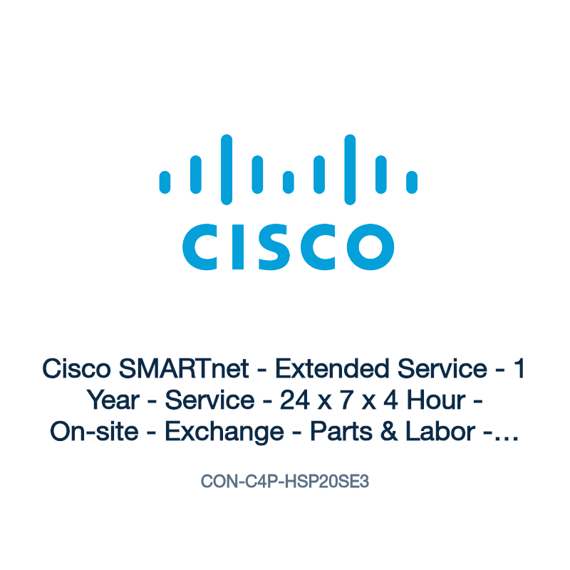 CON-C4P-HSP20SE3: Cisco SMARTnet - Extended Service - 1 Year - Service - 24 x 7 x 4 Hour