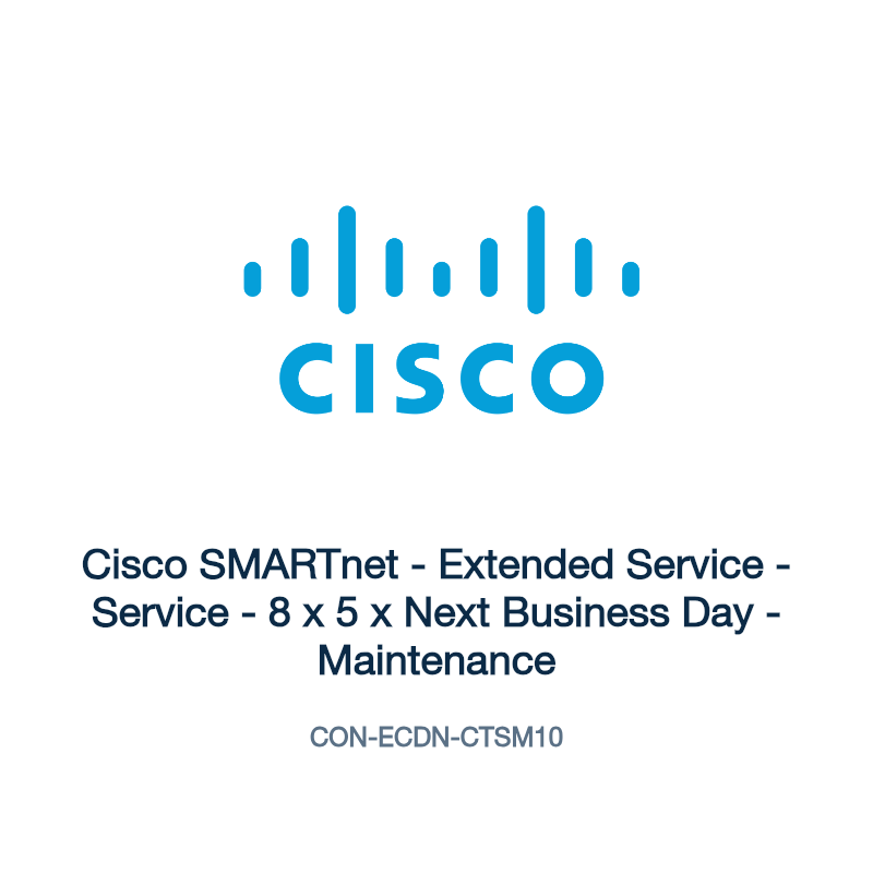 CON-ECDN-CTSM10: Cisco SMARTnet - Extended Service - Service - 8 x 5 x Next Business