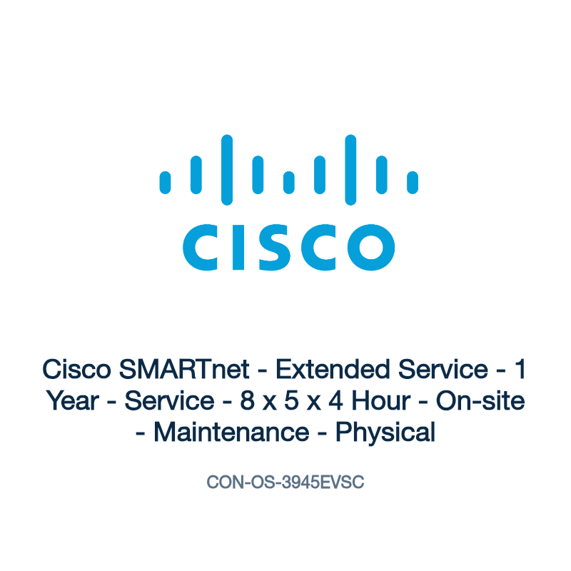 CON-OS-3945EVSC: Cisco SMARTnet - Extended Service - 1 Year - Service - 8 x 5 x 4 Hour