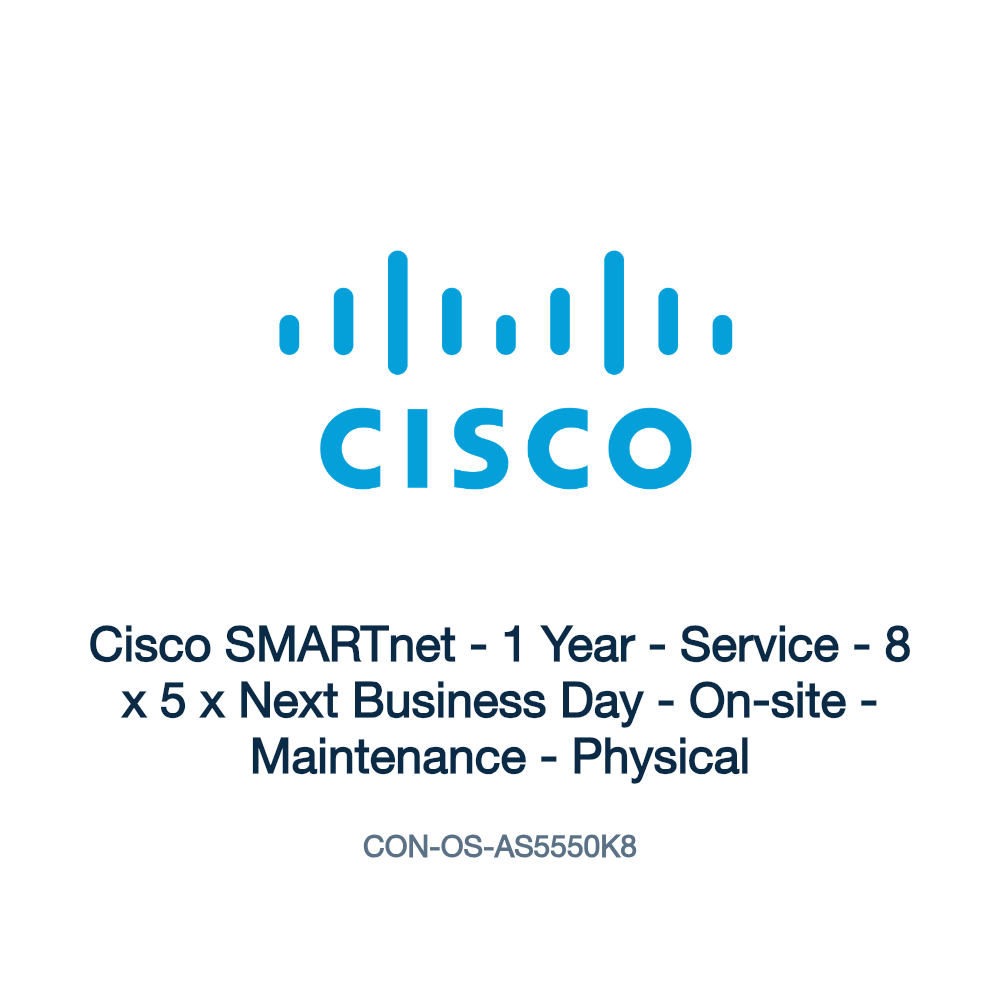 CON-OS-AS5550K8: Cisco SMARTnet - 1 Year - Service - 8 x 5 x Next Business Day -