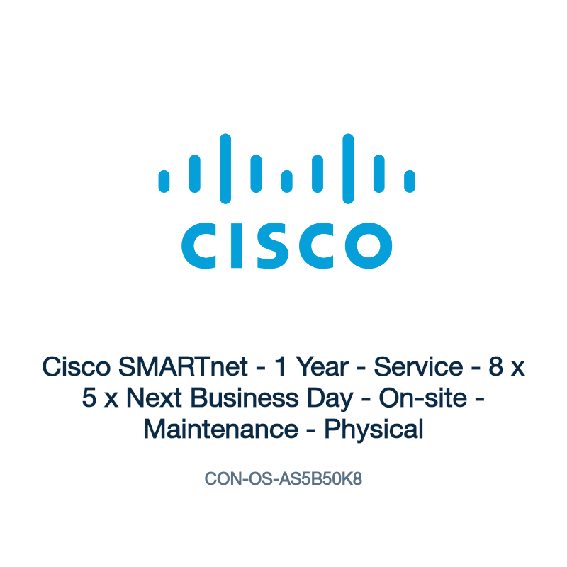 CON-OS-AS5B50K8: Cisco SMARTnet - 1 Year - Service - 8 x 5 x Next Business Day -