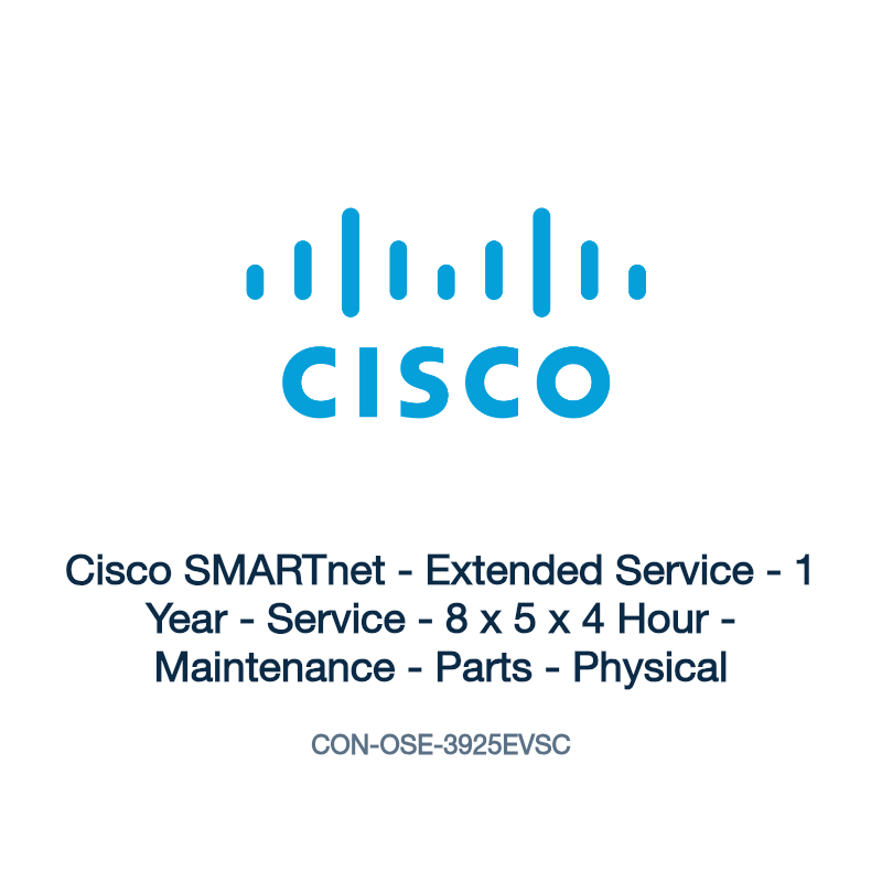 CON-OSE-3925EVSC: Cisco SMARTnet - Extended Service - 1 Year - Service - 8 x 5 x 4 Hour