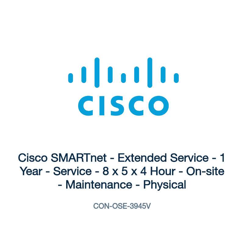 CON-OSE-3945V: Cisco SMARTnet - Extended Service - 1 Year - Service - 8 x 5 x 4 Hour