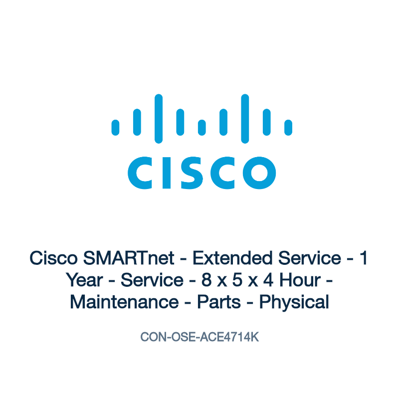 CON-OSE-ACE4714K: Cisco SMARTnet - Extended Service - 1 Year - Service - 8 x 5 x 4 Hour