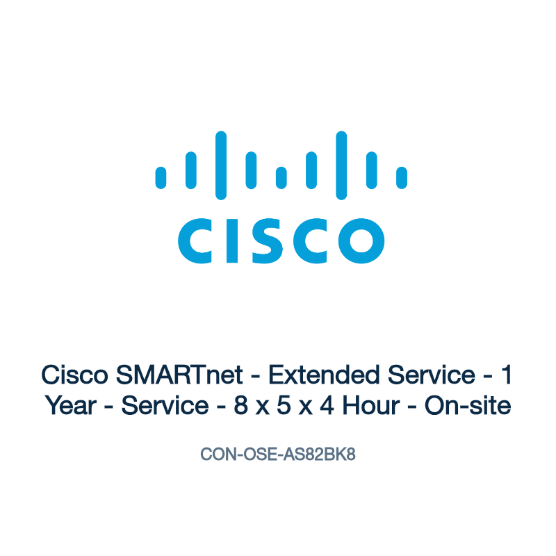CON-OSE-AS82BK8: Cisco SMARTnet - Extended Service - 1 Year - Service - 8 x 5 x 4 Hour