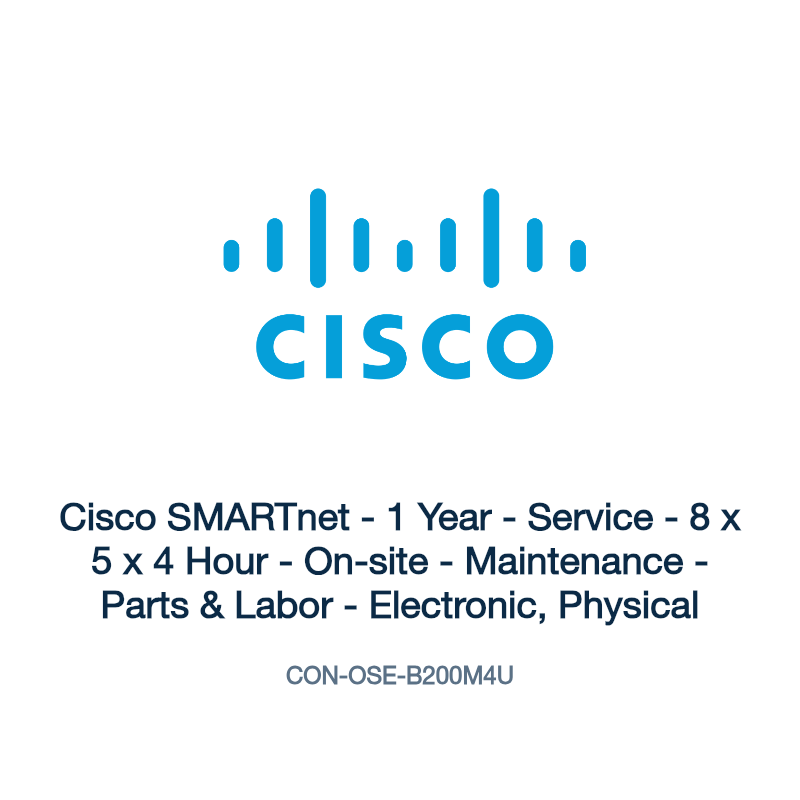 CON-OSE-B200M4U: Cisco SMARTnet - 1 Year - Service - 8 x 5 x 4 Hour - On-site -