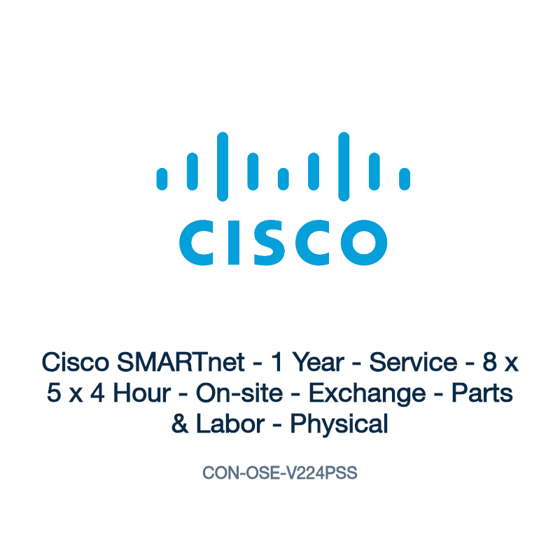 CON-OSE-V224PSS: Cisco SMARTnet - 1 Year - Service - 8 x 5 x 4 Hour - On-site -