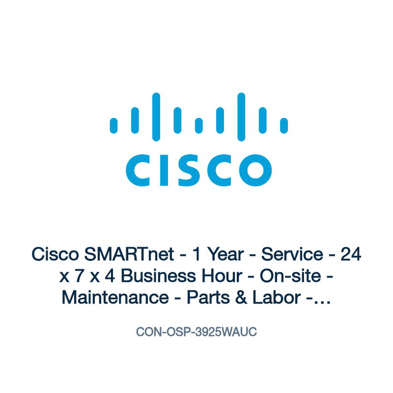 CON-OSP-3925WAUC: Cisco SMARTnet - 1 Year - Service - 24 x 7 x 4 Business Hour - On-site