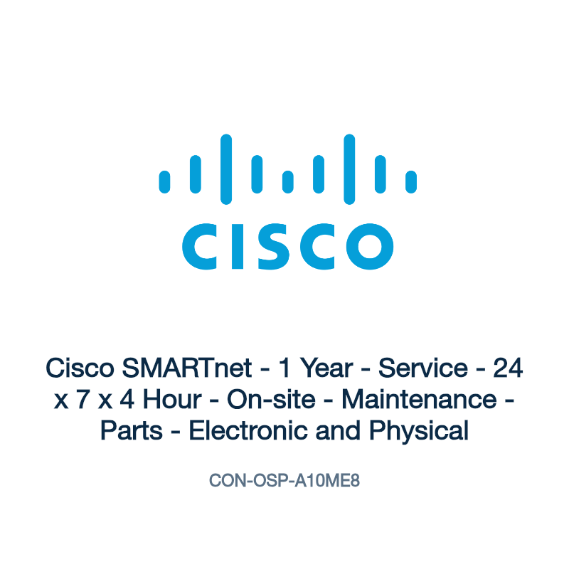 CON-OSP-A10ME8: Cisco SMARTnet - 1 Year - Service - 24 x 7 x 4 Hour - On-site -