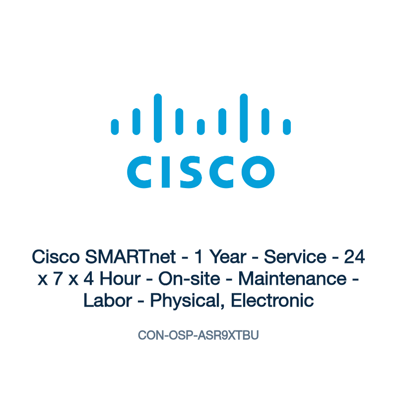 CON-OSP-ASR9XTBU: Cisco SMARTnet - 1 Year - Service - 24 x 7 x 4 Hour - On-site -