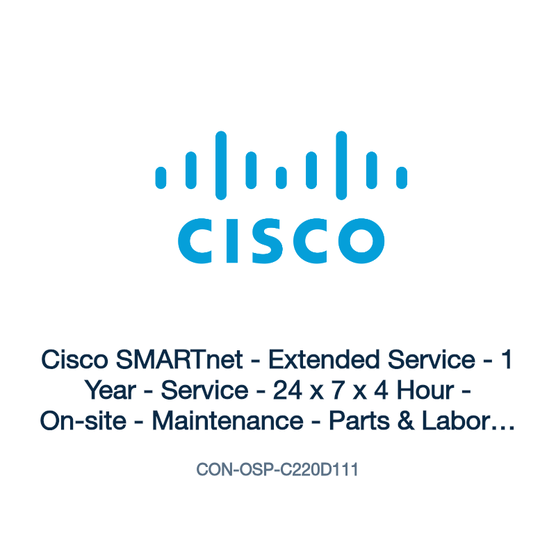 CON-OSP-C220D111: Cisco SMARTnet - Extended Service - 1 Year - Service - 24 x 7 x 4 Hour