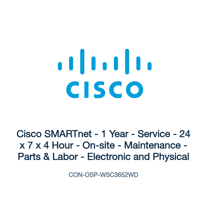 CON-OSP-WSC3652WD: Cisco SMARTnet - 1 Year - Service - 24 x 7 x 4 Hour - On-site -