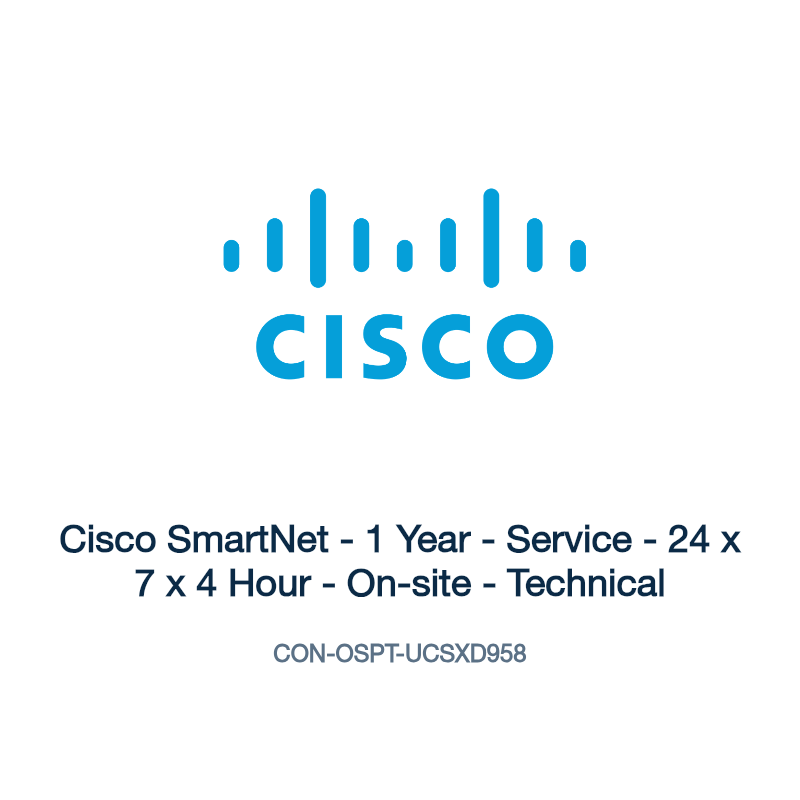 CON-OSPT-UCSXD958: Cisco SmartNet - 1 Year - Service - 24 x 7 x 4 Hour - On-site -