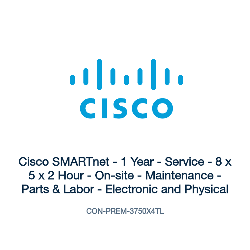 CON-PREM-3750X4TL: Cisco SMARTnet - 1 Year - Service - 8 x 5 x 2 Hour - On-site -