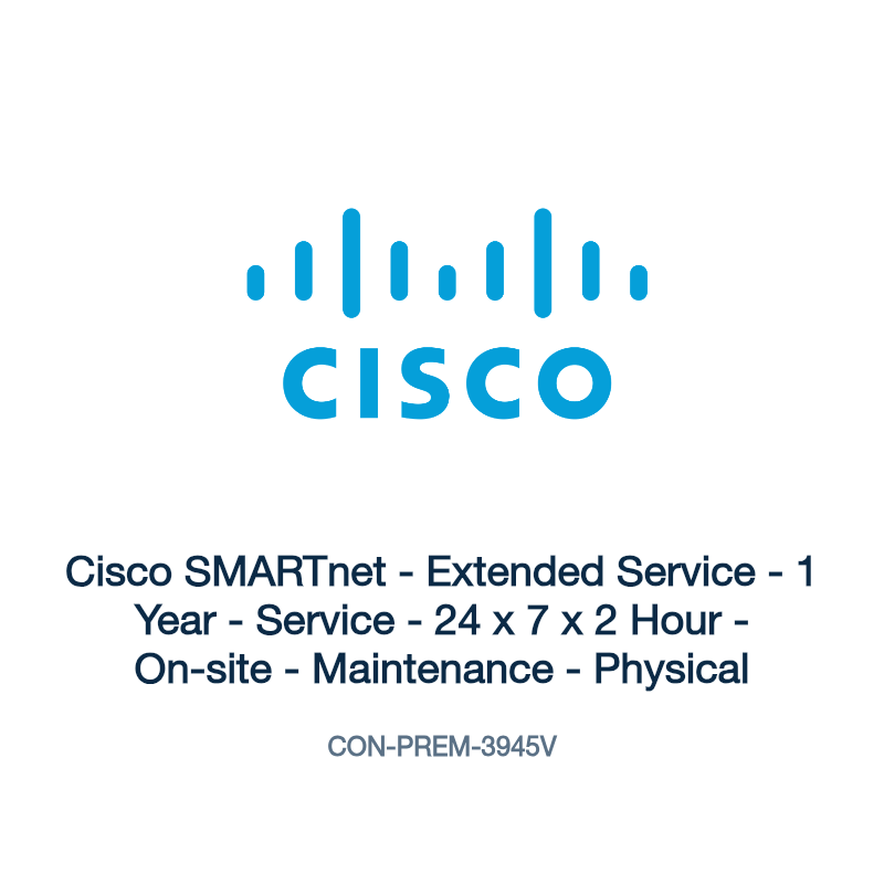 CON-PREM-3945V: Cisco SMARTnet - Extended Service - 1 Year - Service - 24 x 7 x 2 Hour