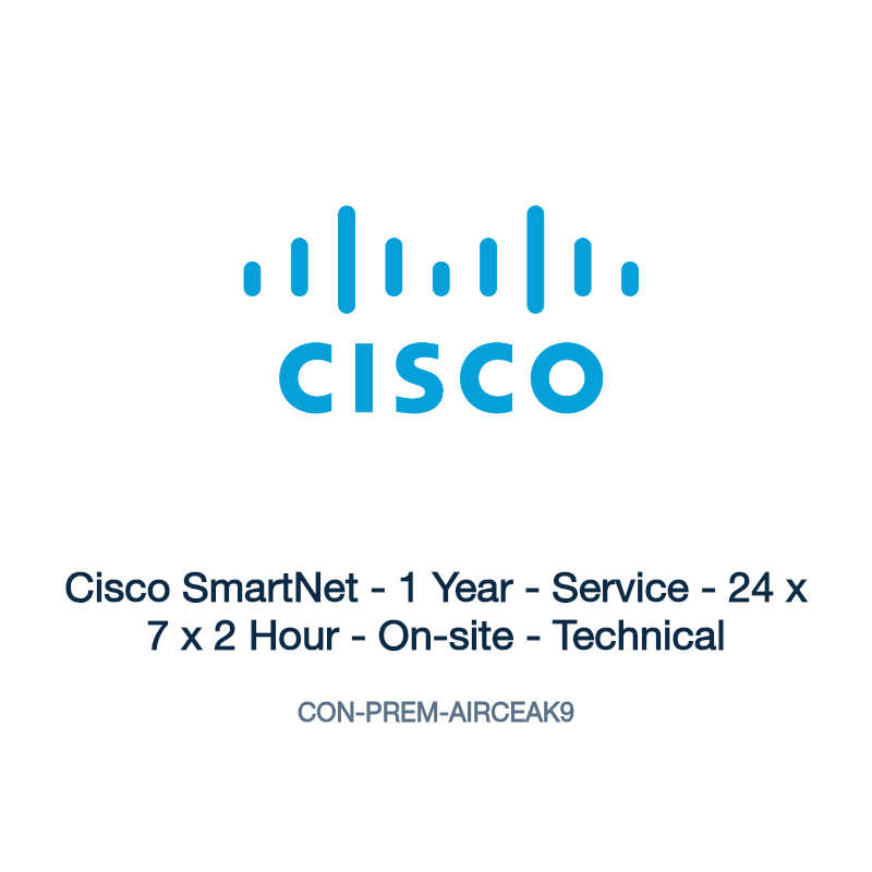 CON-PREM-AIRCEAK9: Cisco SmartNet - 1 Year - Service - 24 x 7 x 2 Hour - On-site -